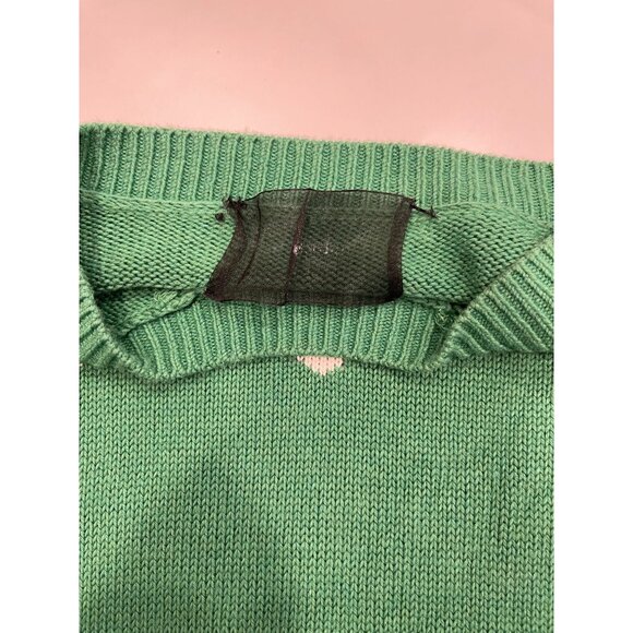 Reformation Linen Knit Hearts Sweater Small Short Sleeves Crop Preppy - Picture 3 of 6